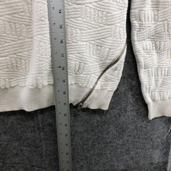 Anthropologie Moth White Sweater Womens S Textured Knit Crewneck Side Zip - Picture 10 of 10